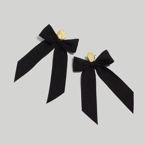Madewell Satin Bow Statement Earrings in Black